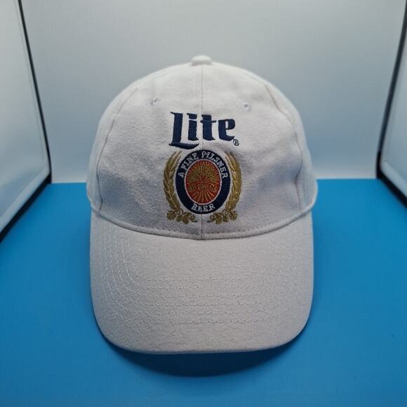 Miller Lite Beer Hat Snapback Adjustable Baseball Cap White Cotton - Picture 1 of 8
